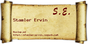 Stamler Ervin névjegykártya